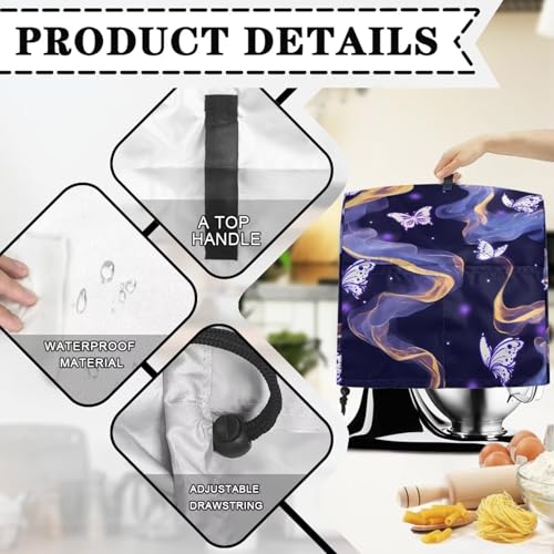 Stand Mixer Cover, Stand Blender Cover Mixer Dust-Proof Cover for Most Standard Stand Mixer Coffee Maker Anti Water Cover Blender Cover Butterfly - color: Butterfly, size: S