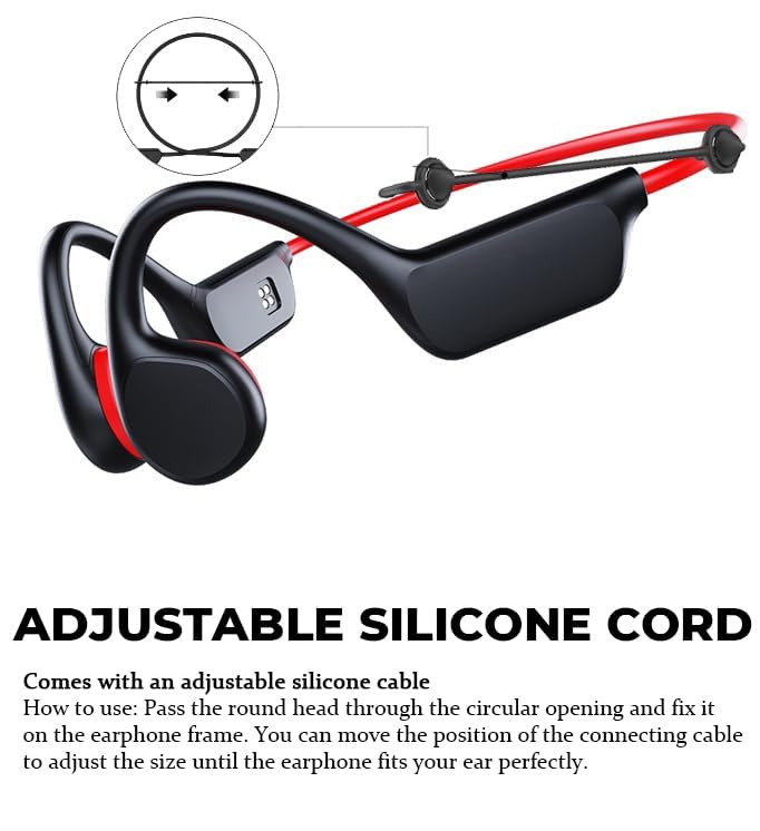 Atopskins Bone Conduction Headphones Bluetooth 5.3 Swimming Headphones IPX8 Waterproof Underwater Swim Headphones for Swimming with 32GB MP3 Swimming Headphones Underwater Sport Running (Redblack)