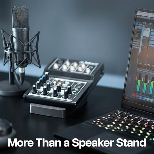 VIVO Small 4 x 6 inch Desktop Speaker Stands, Desk Studio Wedge with 15° Tilt Design, Audio Stand Riser for Bookshelf Speakers, Anti-Vibration, Set of Two, Black, STAND-SP2A-S - size: 4 x 6 inch