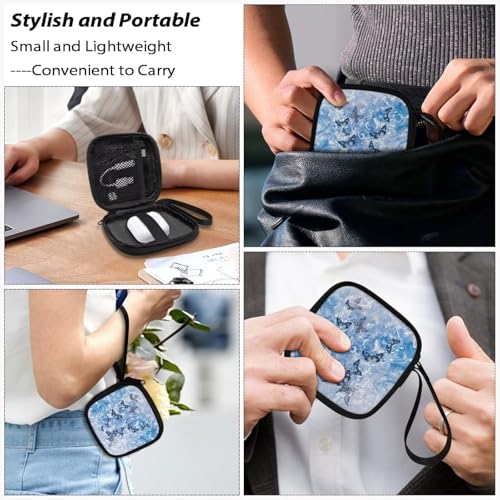 Blue Butterfly Lightweight Headphone Storage Bag, Portable Headset Carrying Pouch Headphone Case Bag Soft Travel Pouch for Ear Headphones - color: Blue Butterfly