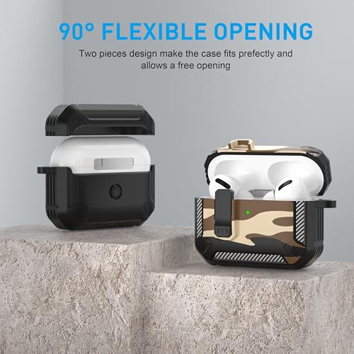 for AirPods Pro 3 Case with Magnetic Lock, Magsafe Compatible, Camo Brown - color: Camo Brown, size: AirPods Pro 3 Case 2025