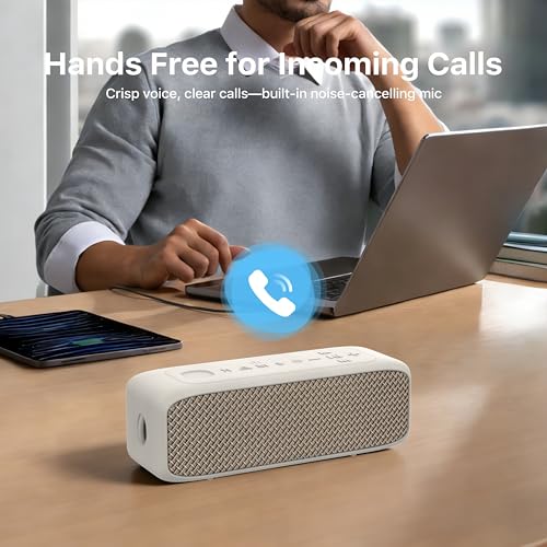 NOBIS 20W Bluetooth Speakers, IP68 Waterproof, Up to 24H Playtime | TWS Pairing, BT 6.0, EQ Mode, TF card & AUX input,Hands-Free Call with App Control for Outdoor, Travel, Home - color: White