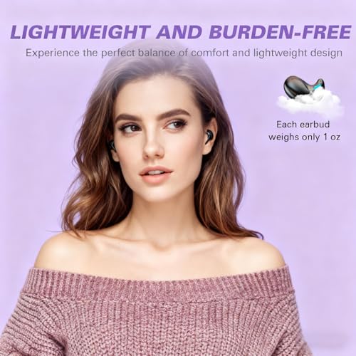 Invisible Sleep Wireless Earphone IPX5 Waterproof Purple Wireless Thin Invisible Sleep Earbuds for Side Sleepers Ear Buds Smallest Tiny Small Mini Discreet Earbud for Sleeping Invisible Headphones - color: Purple