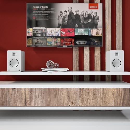 Kanto TUK Powered Speaker with Headphone Out | Built-in USB DAC | Dedicated RCA with Phono Pre-amp | Bluetooth | AMT Tweeter | 5.25" Driver | Pair | Matte White - color: Matte White