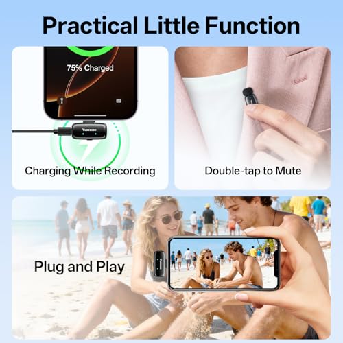 Mini Wireless Lavalier Microphone for iPhone ipad Android - color: Mic Mini (2TX+1 C RX+1 Lightning RX+Charging Case)