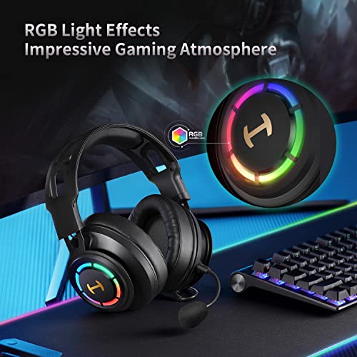 Edifier 7.1 Hi-Res Sound PC Gaming Headset Weird USB Over-Ear Headphone Noise Cancelling Mic RGB Light for PC PS4 Laptop Mac Desktop - color: Black_2