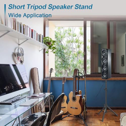 Vondynote Tripod Speaker Stands Pair 33.5"-53.5" PA DJ Mini Speaker Stands | 35mm Pole Mount, Short Mini Speaker Mount Stand Pair, Adjustable Height