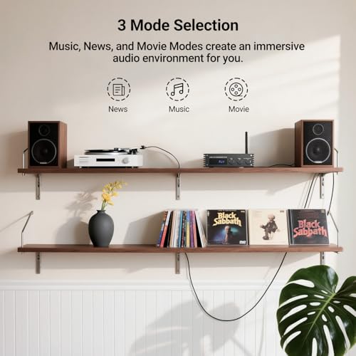 Inwa Bluetooth Audio Stereo Amplifier, 200W Dual Channel Mini Hi-Fi Stereo Receiver, 2.0CH Power Amp w/HDMI(ARC), Opt, Coax, USB, RCA for Home Speakers 100W x 2 with LED Display, Bass/Treble Control