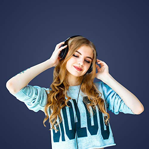 LORELEI X6 Over-Ear Headphones with Microphone, Lightweight Foldable & Portable Stereo Bass Headphones with 1.45M No-Tangle, Wired Headphones for Smartphone Tablet MP3 / 4 (Dark Blue) - color: Dark Blue