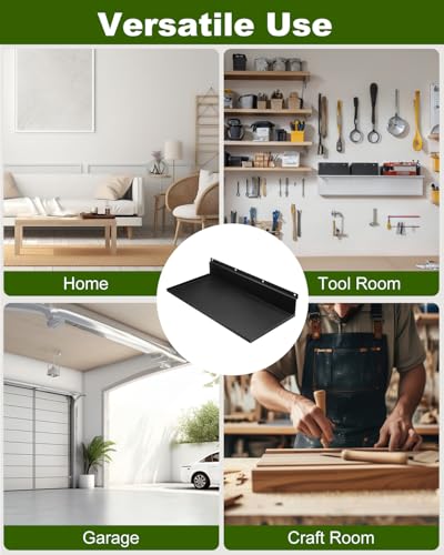 4 Pack 17×8 Inch Metal Slatwall Shelves, Black | Heavy Duty Slatwall Shelf Slat Wall Hanging Shelf Accessories for Garage, Retail, Home Storage - style: 4 Pack Black