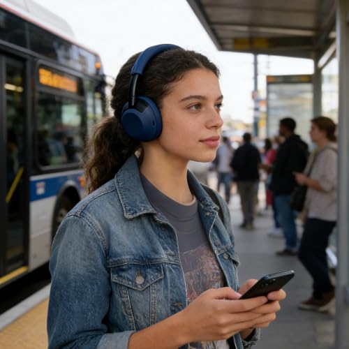 Adhiper XM6 Sweat Covers Accessories for Sony WH-1000XM6 - Dark Blue | Soft Silicone Case, 2-in-1 Headphone Cover with Earpad Covers & Headband Cover, Sweatproof & Easy to Clean & Secure Fit - color: Dark Blue