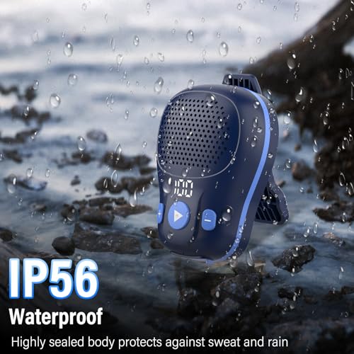 Wearable Bluetooth Speaker, Clip-On Speaker with Mic, IP56 Waterproof Blue | 18H Battery Life, Hands-Free Music & Calls, Outdoor Adventure Ready, Lightweight Wearable Design - color: Blue