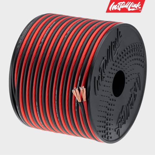 Install Link 12 AWG Gauge Speaker Wire (100 Feet) Car or Home Theater (CCA) | 12/2 Speaker Cable, 2-Conductor, Frosted Red/Black, Easy Strip, Polarity ID, for Car Audio & Home Stereo - color: Frosted Red/Black