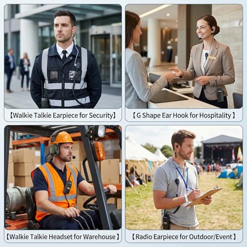 Walkie Talkie Earpiece with Mic PTT 2 Pin G Shape Headset Ear Piece, 1 Pack | Radio Earpiece Compatible with Baofeng UV-5R BF-888S Retevis H-777 RT21 RT22 Arcshell AR-5 Kenwood 2 Way Radio