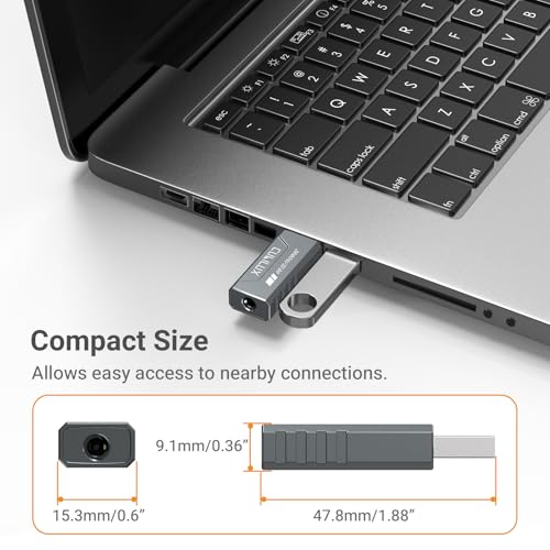 USB to 3.5mm Audio Adapter, Hi-Res 384KHz/32-bit USB A DAC Dongle, UAC 2.0 External Sound Card for PC Laptop MacBook, Windows 11/10, macOS, Linux