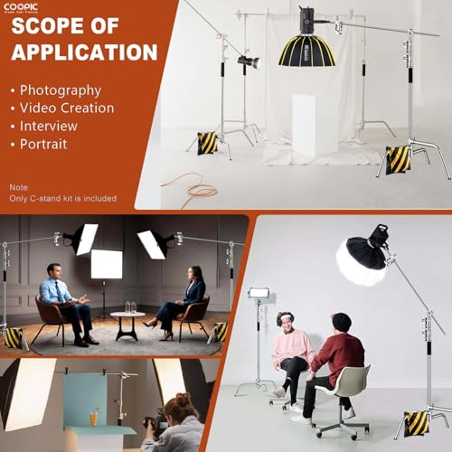 Heavy Duty C Stand with Boom Arm - 9.18ft/280cm Stainless Steel Photography Light Stand | 103cm Holding Arm, 2 Grip Heads, Turtle Base For Studio Photography & Video Lighting - size: M280 1 Pack