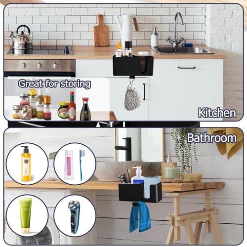 Yinqster 2/3/4 in 1 Desk Cup Holder and Headphone Hanger,Clip on Cup Holder with Rotating Headphone Stand & 2 Wire Holes,Detachable Side Desk Organization for Table,Office Accessories - size: 4 in 1 Medium