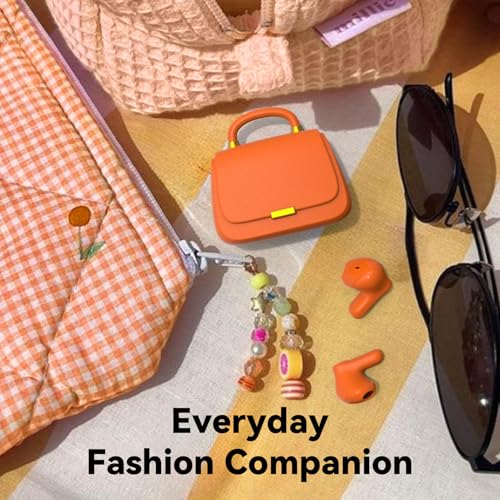 ANCwear Wireless Earbuds with Mini Handbag Case, 22H Playtime, Orange | Bluetooth 5.3, 13mm drivers, touch controls and DIY stickers for music, calls, travel, everyday wear and gifting - color: Orange Pearl