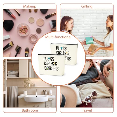 2 PCs Cable Organizer Bag Funny Makeup Bag Charger Bag Plugs Cosmetic Bag - color: Multicolor 0001