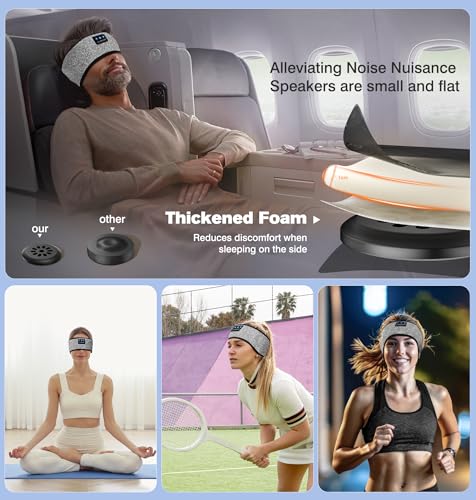 LC-dolida Sleep Headphones Bluetooth 5.4, Headband Headphones Earphones Wireless, Sleep Mask for Gifts,Workout,Jogging,Yoga(Sliver) - color: Sliver