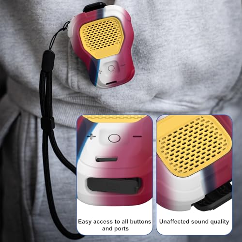 CYBERGUYS Silicone Case for DEWALT Wearable Bluetooth Speaker, Durable | Shock-Proof Non-Slip Protective Cover for DEWALT Mini Speaker, Lanyard, Small Lightweight, Easy-to-Install Sleeve - color: Red/White/Blue