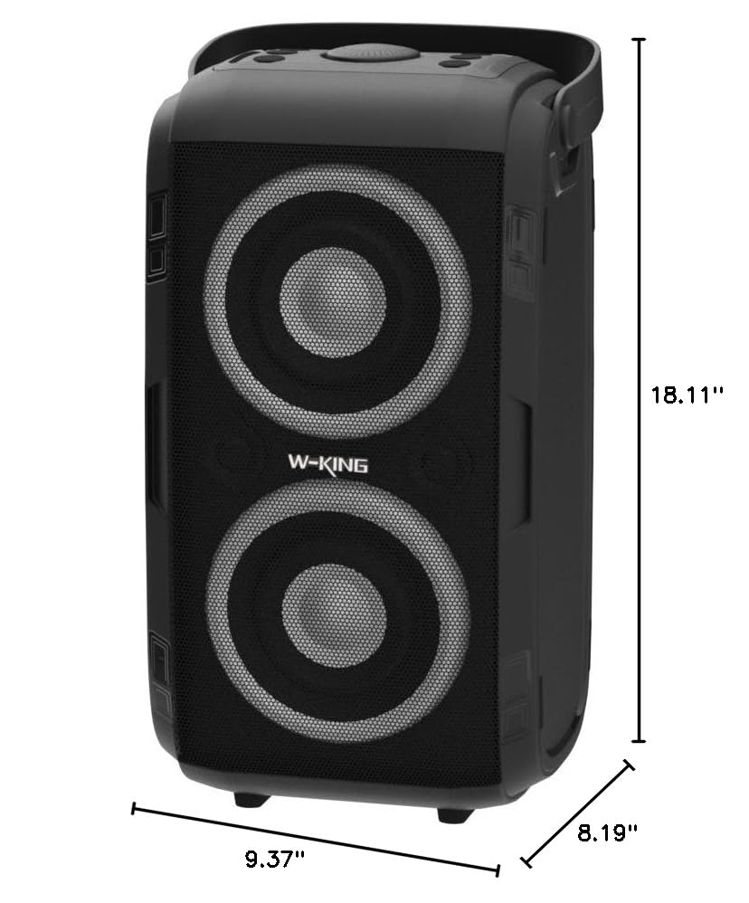 W-KING Party Bluetooth Speaker Boom Box, 180W Max Big Large Speaker | 105dB Loudest Wireless Outdoor Portable Speaker 4 Drivers with 2*4.04'' Subwoofer, 80W HD Huge Deep Bass, IPX5/24H/EQ/USB/TF - style: T9