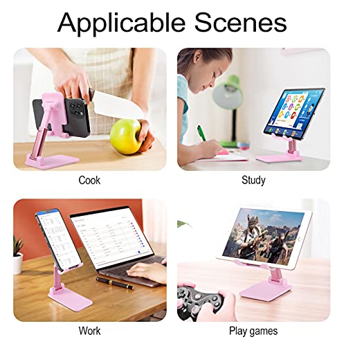 Cute Dog Wearing Headphones Phone Stand Portable Travel, Phone Holder for Desk Compatible with iPhone 17/16/15 Pro Max Air, Cell Phone Stand Adjustable Office Accessories - color: pink-style