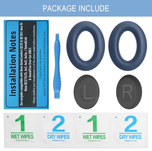 GEVO Premium Replacement Ear Pads for Bose QC35 & QC35ii -Twilight Blue | Fits QuietComfort 35 & 35ii / SoundLink 1&2 AE(Over-Ear)- Soft Protein Leather · Adaptive Memory Foam and Extra Durable - color: Twilight Blue