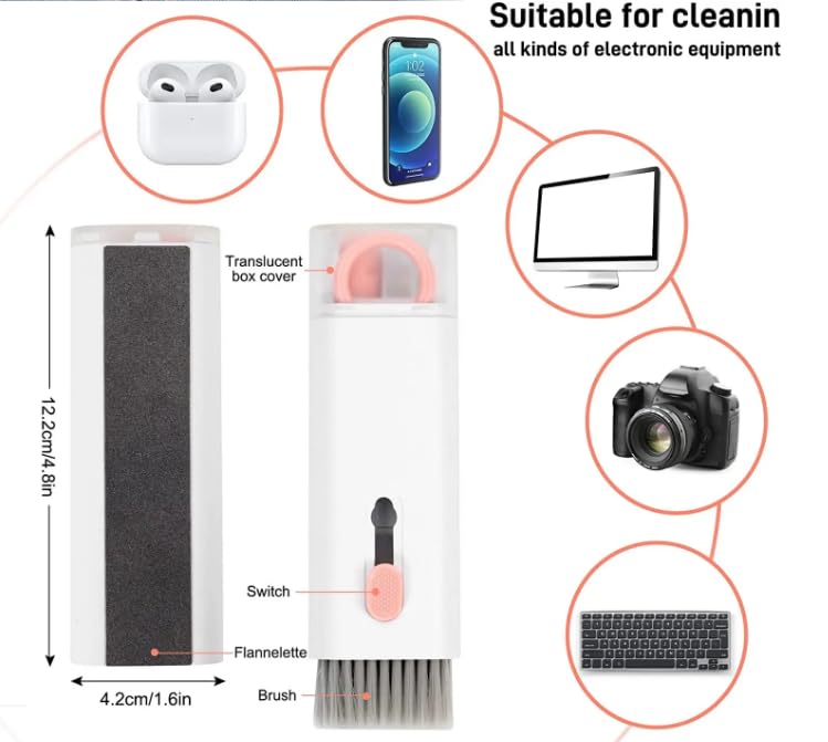 7 in 1 Cleaning Tools Kit for Airpods Pro 1 2 3 Multi-Function Cleaning Pen with Soft Brush Flocking Sponge for Bluetooth Earphones Earbuds & in-Ear Headphones Case Cleaner (Pink) - color: Pink