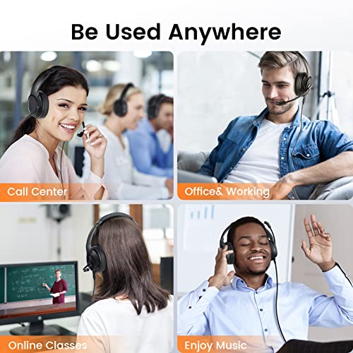 EKSA Headset with Microphone for Laptop, Wired Computer Headset with Volume & Mic Mute Controls, Lightweight PC Headphones for Office Call Center Skype (Over Ear USB Headset with AI ENC) - style: Over Ear USB Headset with AI ENC
