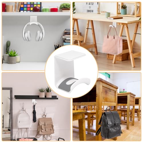 White Headphone Stand Hanger,Hanging Headset Holder Hook Under Desk | 1Pcs ABS Plastic Adhesive Earphones Hangers for Desk Headphone Hanger, Most Headphones and Controller - color: White, size: UnderDeskBlack