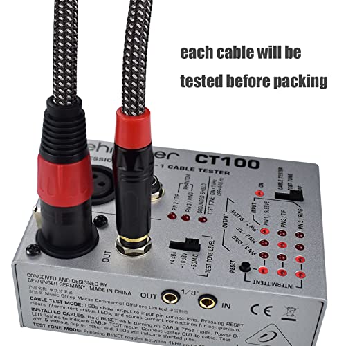 Balanced 1/4" TRS to XLR Female Microphone Cable, 6.6Feet 6.35mm Quarter Inch to 3pin XLR Female Stereo Interconnect Cable, Heavy Duty Nylon Braided, Gold Plated, for Mixer, Speaker -2Pack - size: 6.6Feet, 2Pack
