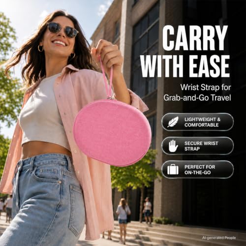 Hard Headphone Case for JBL Tune 770NC/510BT/720BT/520BT/670NC | Wave Foam, Elastic Strap, Soft Lining, Mesh Pocket, Carry Handle, Folded Headphone Storage, Pink, Case Only - color: Pink