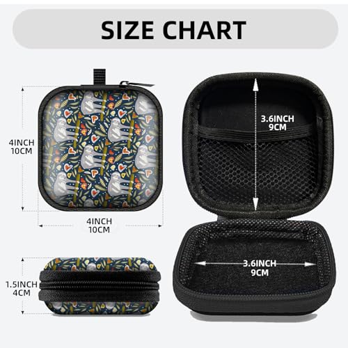 Square Data Cable Earbud Charger Coin Storage Bag Shockproof and Drop-Proof EVA Material Compatible with AirPod(Love Sloths) - color: Love Sloths