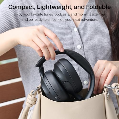 TOZO Hybrid Active Noise Cancelling Headphones, Hi Res Audio | Wireless Over Ear Bluetooth Headset, 60H Playtime, Custom EQ via App Deep Bass Comfort Fit Ear Cups, for Home Office Travel - color: Black