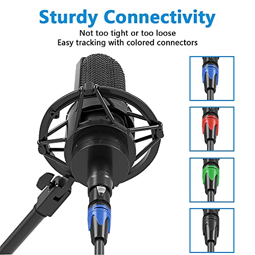 XLR Cables for Microphone, XLR Male to Female Mic Cord 10ft 4 Pack | Balanced Gold-Plated 3-Pin Microphone Cable, OFC, Professional XLR Cord - size: 10ft-4p