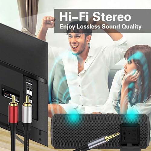 RCA to 3.5mm AUX Cable(6.6 Feet), 3.5mm Male to RCA 2-Male Headphone Jack Adapter Y Splitter Stereo Audio Cord Compatible with Smartphones, MP3, Tablets, Speakers, HDTV (6.6FT/2M) - size: 2M/6.6FT, style: Straight