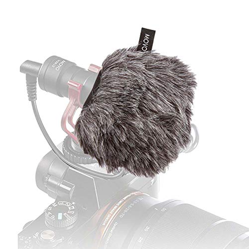 Movo WS-G9 Furry Outdoor Microphone Windscreen Muff, Dark Gray | Portable Digital Recorders up to 3" X 1.5" (W x D), Fits Zoom H4n, H4n PRO, H5, H6, Fits Tascam DR-40, DR-05, DR-07