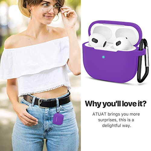 Compatible with AirPods 3 Case, Protective Silicone Cover for AirPods 3rd Generation Case 2021, Wireless Charging - Purple - color: C-Purple