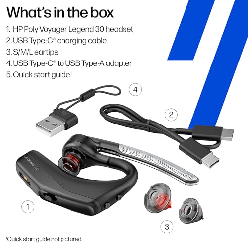 Poly Voyager Legend 30 - Bluetooth Headphones with Mic - Discreet Boom & 4 Noise-Canceling Mics - WindSmart Technology - All-Day Comfort - Seamless Connectivity - Smart Sensors & Call Controls - style: Legend 30