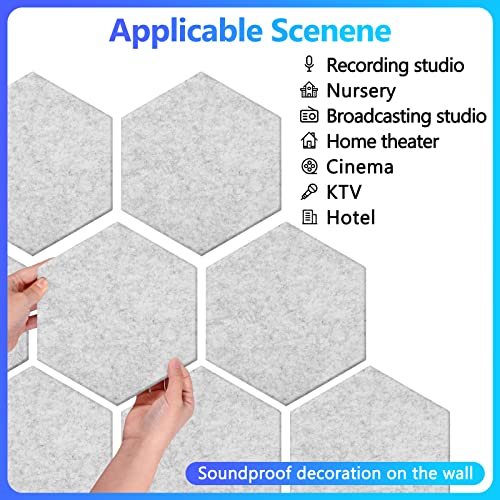18 Pack Hexagon Acoustic Panels, 12" X 10" X 0.4" High Density Sound Absorbing Panels Soundproof Wall Panels For Home Sound proof Insulation Beveled Edge Studio Treatment Tiles (Gray) - color: gray-hexagon