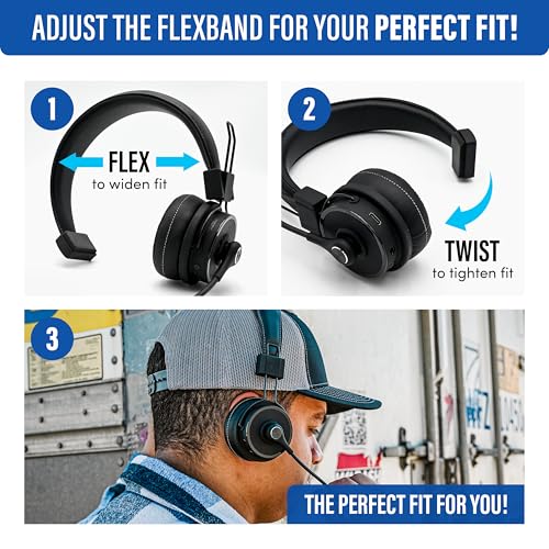 Blue Tiger Elite Ultra 2.0 Wireless Bluetooth Headset – One-Ear Piece Trucker Professional Headset - Bluetooth 5.2 with Microphone – 60 Hours Talk Time, 1200 Hours Standby