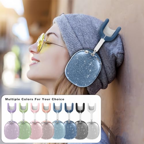 for AirPods Max case Cover,Anti-Scratch Ear Pad Case Cover/Ear Cups Cover/Headband Cover for AirPods Max. Clear Soft TPU and Silicone,Skin Scratch Proof. - color: 3PC-Glitter Dark blue
