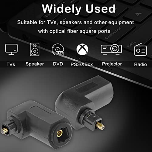 Optical Toslink Right Angle Digital Audio Cable Adapter 90 Degree Male to Female Jack 360 Rotates Plug Connector for TV Fiber Optic Toslink Cable, 4 Pcs