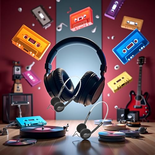 2 Pcs Retro On Ear Headphones, Wired Stereo Headphones, Lightweight Portable Headphone with Adjustable Headband, Cassette Player, Over-Ear (Black)