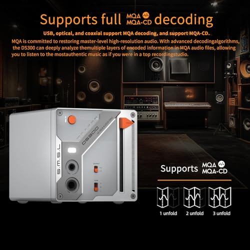 SMSL DS300 Balanced DAC Headphone Amplifier 3000mWx2 Power ES9039Q2M Chip | Decoder 6.35mm/4.4mm XLR/RCA Output XU316 32bit/768kHz DSD512 for Home Audio/PC with USB/Optical/Coaxial/Bluetooth