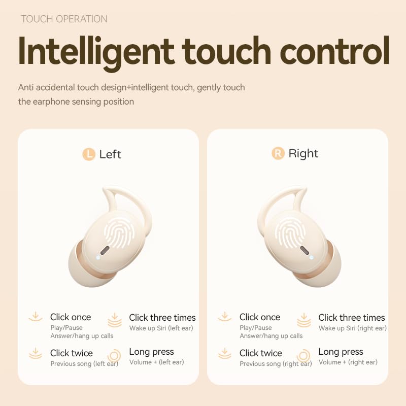 Sleep Headphones Bluetooth 5.4, 60Hrs Hi-Res Audio Wireless Earbuds for Side Sleepers, 8H Single Use, Type-C Fast Charge, LED Display, Sliding Cover Case, Noise Cancelling