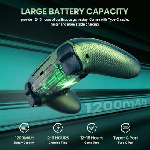 Gamrombo LED Wireless Controller for PS5 | Compatible with PS5 Pro/Slim/PC, Dual Vibration, Macro/Turbo, 3.5mm Audio Jack, 6-Axis Motion, Contro Gamepad with Speaker - color: Metallic Green
