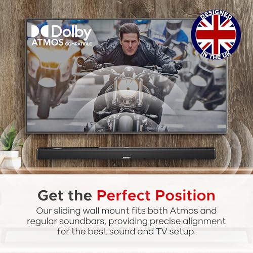 Adjustable Soundbar Wall Mount for Bose Sound Bar, Black, Pair | Compatible with Bose 300/500/550/600/700/900 Lifestyle Ultra, Smart Sound Bar, TV Speaker, Mounting Under TV Bracket, Black - color: Black