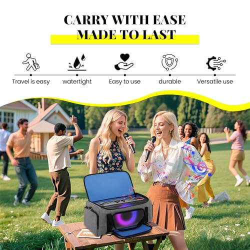 Speaker Bag Compatible with JBL PartyBox On The Go & On-The-Go Essential | Portable Speaker Carry Tote with Pockets for 2 Mics, Cables & Chargers, Top & Front Openings for Playback, Bag Only, Gray - color: Grey